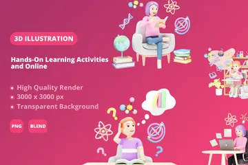 Activités d'apprentissage pratiques et en ligne Pack 3D Illustration