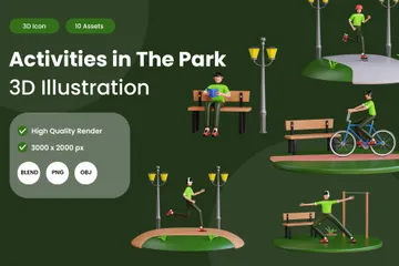 Activités dans le parc Pack 3D Illustration