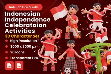 ACTIVITÉS DE CÉLÉBRATION DE L'INDÉPENDANCE INDONÉSIENNE Pack 3D Illustration