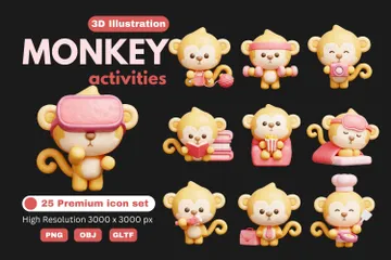 Activités des singes Pack 3D Icon