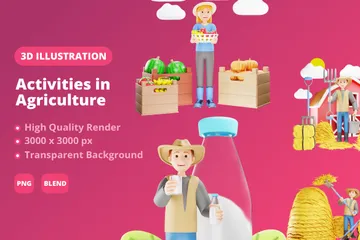 Activities In Agriculture 3D Illustration Pack