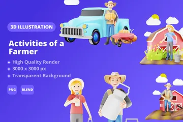 Activities Of A Farmer 3D Illustration Pack
