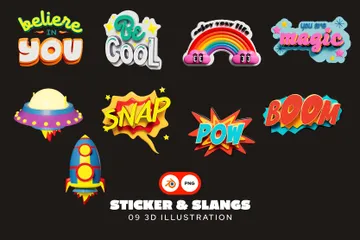 Adesivo e gírias Pacote de Sticker 3D