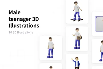 Adolescent masculin Pack 3D Illustration