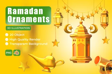 Adornos de Ramadán Paquete de Icon 3D
