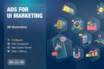 UIマーケティングのための広告 3D Iconパック