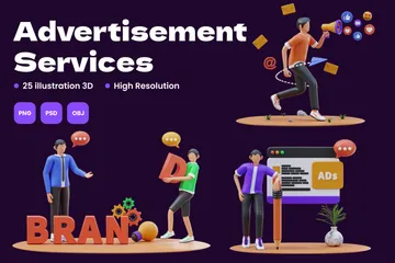 Advertisement Services 3D Illustration Pack