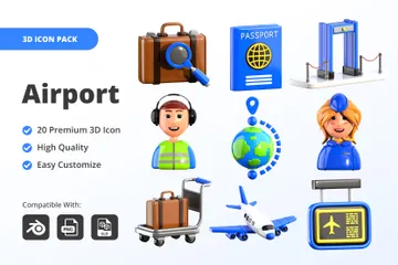 Aéroport Pack 3D Icon