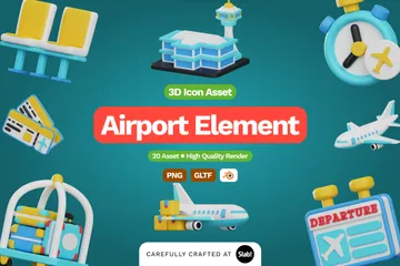 Aeropuerto Paquete de Icon 3D