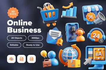 Business en ligne 3D Icon Pack