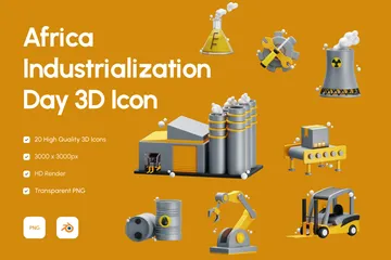 Día de la Industrialización de África Paquete de Icon 3D