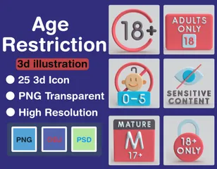 Age Restriction 3D Icon Pack