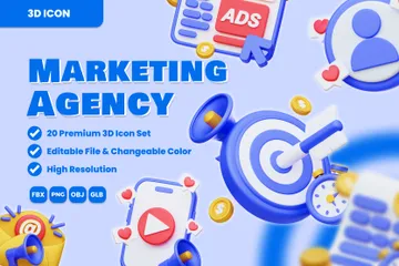 Agence de marketing Pack 3D Icon