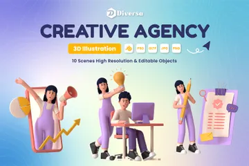 Agencia Creativa Paquete de Illustration 3D