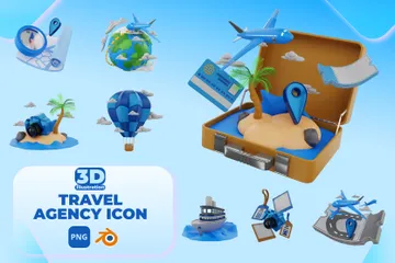 Agencia de viajes Paquete de Icon 3D