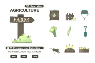 Agricultura Pacote de Icon 3D