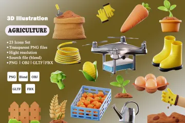 Agricultura Ilustración 3D Pack