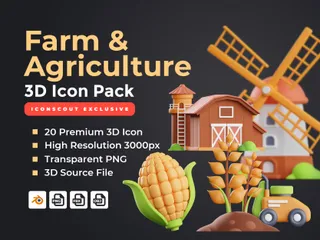 Fazenda e Agricultura Pacote de Illustration 3D
