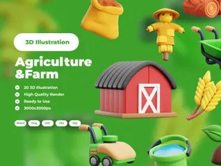 Agricultura y granja Paquete de Icon 3D