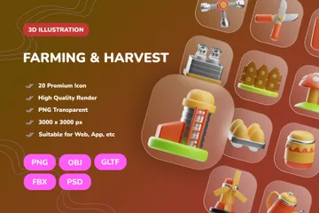 Agricultura y cosecha Paquete de Icon 3D
