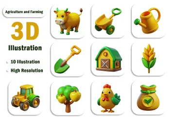 Agricultura y ganadería Paquete de Icon 3D