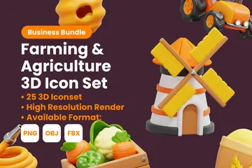 Agriculture et agriculture Pack 3D Icon