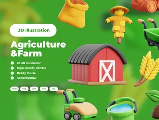 農業と農場 3D Iconパック