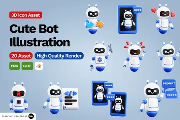 AI Bot 3D Icon Pack