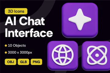 AI Chat Interface 3D Icon Pack