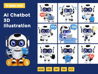AI Chatbot 3D Icon Pack