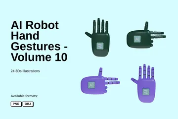 Gestos de las manos del robot AI - Volumen 10 Paquete de Icon 3D