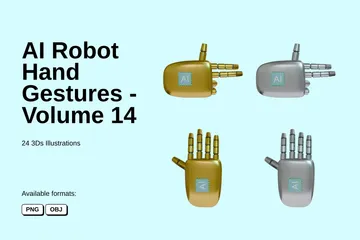 Gestos de las manos del robot AI - Volumen 14 Paquete de Icon 3D