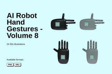 Gestos de las manos del robot AI - Volumen 8 Paquete de Icon 3D