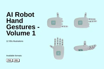AI ロボットのハンドジェスチャー - 第 1 巻 3D Iconパック