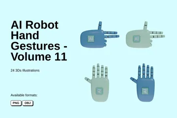 AI Robot Hand Gestures - Volume 11 3D Icon Pack