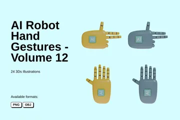 AI Robot Hand Gestures - Volume 12 3D Icon Pack