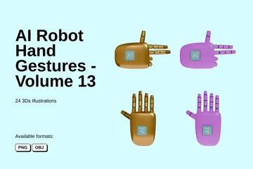 AI Robot Hand Gestures - Volume 13 3D Icon Pack