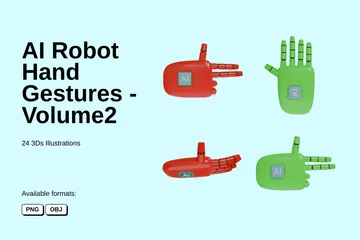 AI ロボットのハンドジェスチャー - 第 2 巻 3D Iconパック