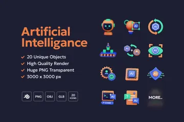 AI Tech Artificial Intelligence 3D Icon Pack