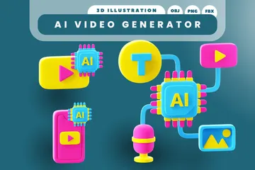 AI Video Generator 3D Icon Pack