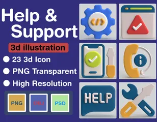 Aide et soutien Pack 3D Icon
