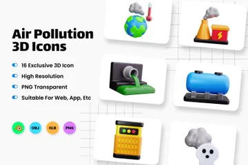 Air Pollution 3D Icon Pack