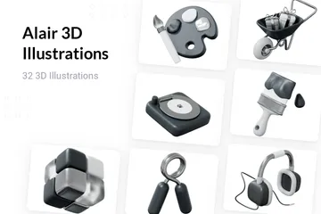 Alair - Black And White 3D Illustration Pack