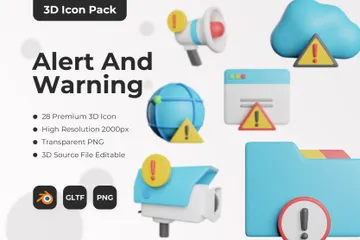 Alerta e aviso Pacote de Icon 3D