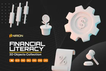 Letramento financeiro Pacote de Icon 3D