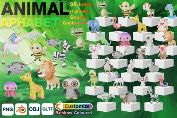 Alfabeto de animales Paquete de Icon 3D