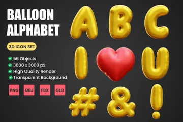 Alfabeto de balão Pacote de Icon 3D