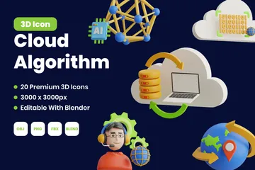 Algoritmo de nube Paquete de Icon 3D