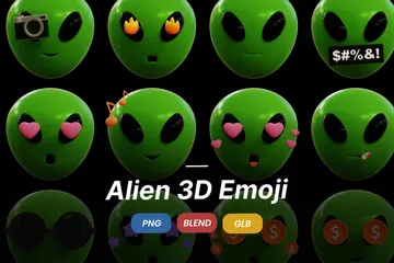 Alien Emoji 3D Icon Pack