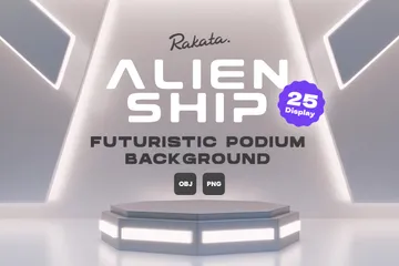 Alien Ship Futuristic Podium 3D Illustration Pack